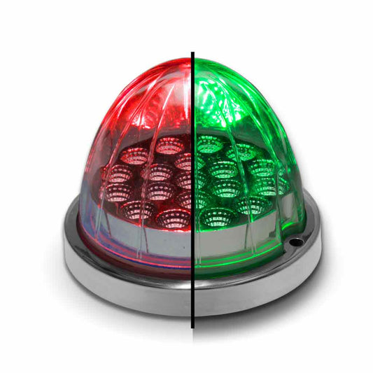 DUAL REVOLUTION RED TURN SIGNAL & MARKER TO GREEN AUXILIARY WATERMELON LED LIGHT (19 DIODES)  -  TLED-WXRG