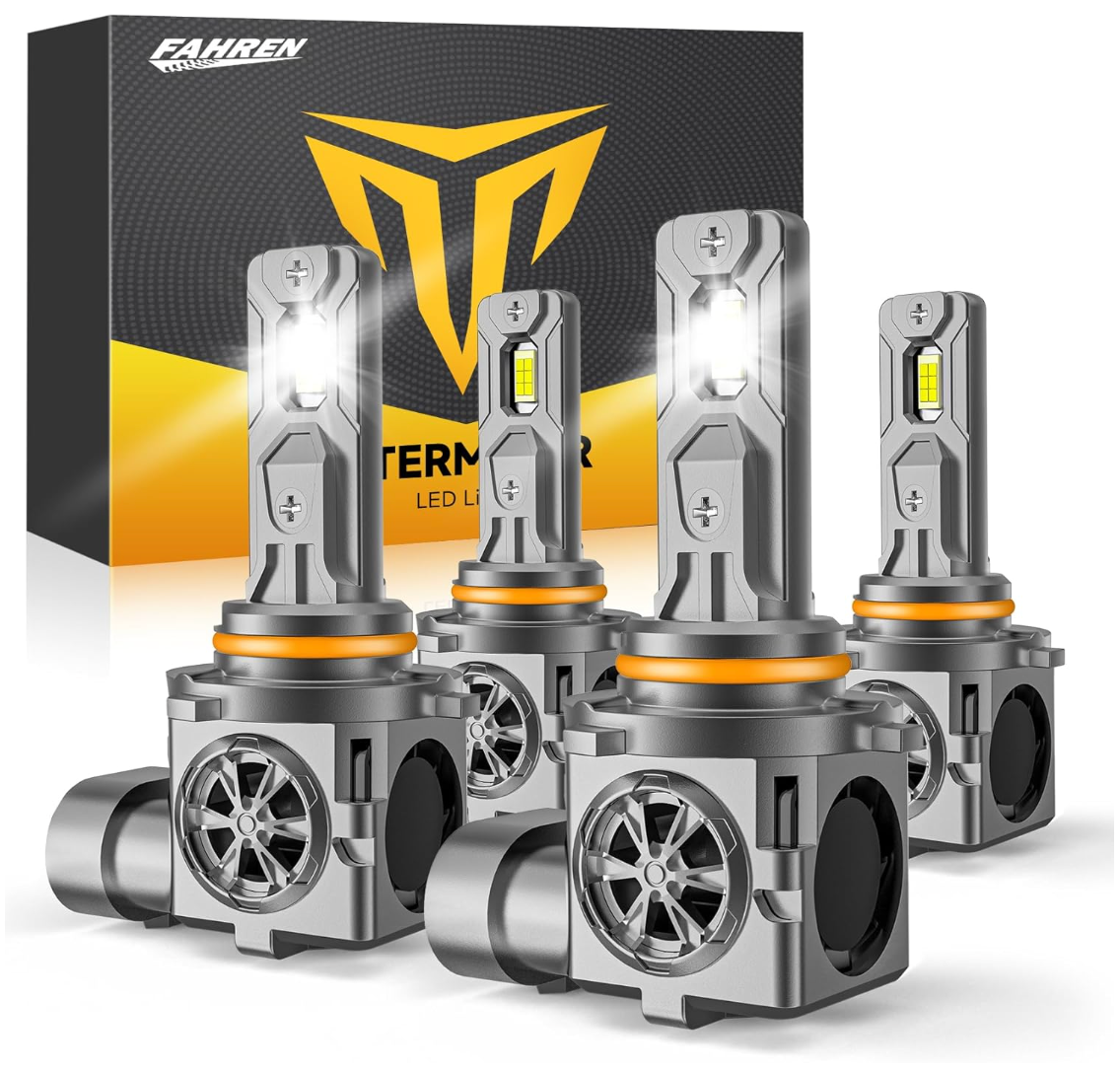 Termitor 9005 & 9006 fog light bulbs combo, 60,000LM, 6500K cool white, CANBUS ready, plug-and-play, impact-resistant, IP68 waterproof.