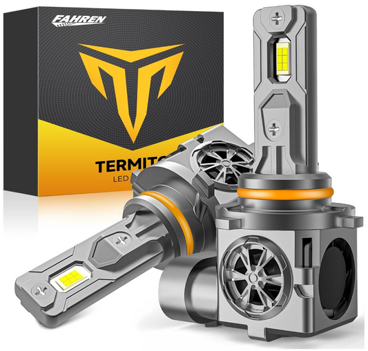 Termitor 9005/HB3 ultra-bright 40,000LM 6500K LED fog light bulbs with cooling fan, 1:1 halogen size, pack of 2