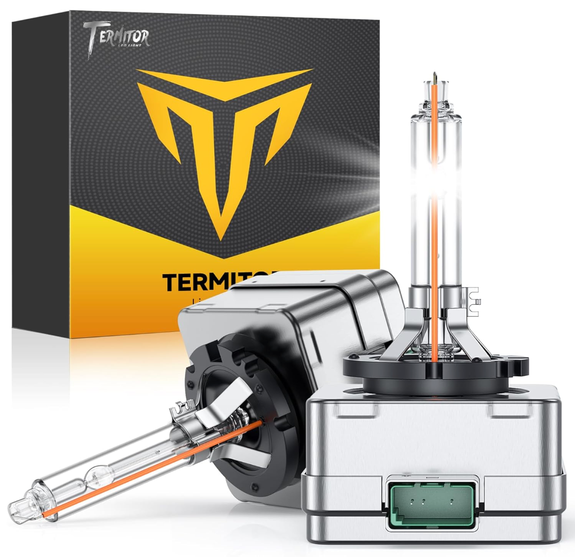 Termitor D3S Xenon HID headlight bulbs, 35W, 6500K cool white, IP68 waterproof, plug-and-play replacement for D3S headlights, pack of 2.