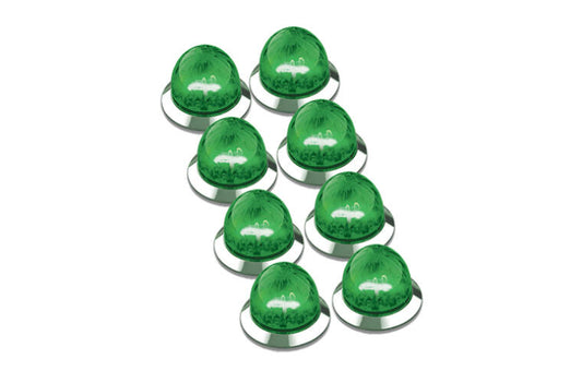 MINI WATERMELON HERO LED LIGHT - GREEN LIGHT / CLEAR LENS FOR STUD MOUNT 3/4" HOLE, 8 PACK  -  HEROGCWMMINI-8