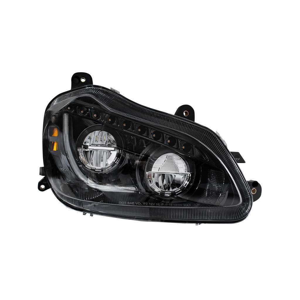 High Power 45 LED Blackout Headlight with Sequential Turn Signal for 2013-2021 Kenworth T680 Passenger Side - 35892