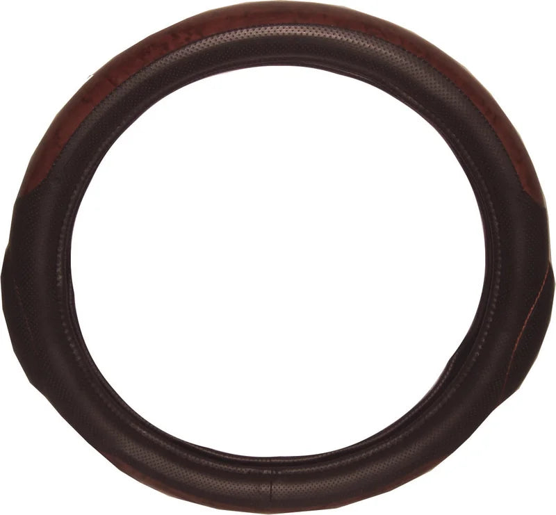 18 Inch  Steering Wheel Cover Wood Style Black With Memory Foam Grips  -  65207