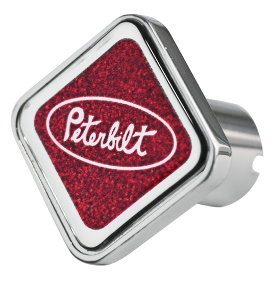 Peterbilt Chrome Air Valve Knob Square Metallic Red -   CK-PB1-S-5781