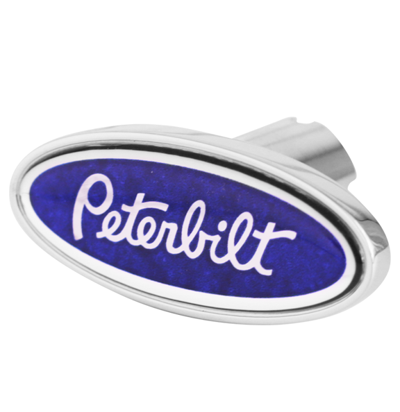 Oval Chrome Air Valve Knob With Peterbilt Logo Blue -  CK-PB-LS-7747