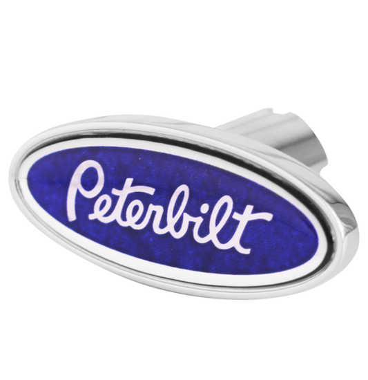 Oval Chrome Air Valve Knob With Peterbilt Logo Blue -  CK-PB-LS-7747