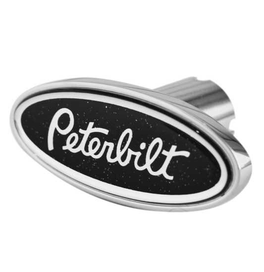 Oval Chrome Air Valve Knob With Peterbilt Logo Black  -  CK-PB-LS-5778