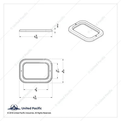 Chrome Plastic Rectangular Bezel without Visor  -  10499