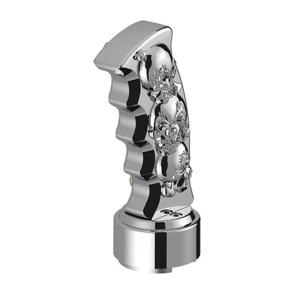 Chrome Thread-On Skulls Pistol Grip Gearshift Knob with Chrome 9/10 Speed Adapter - 70834