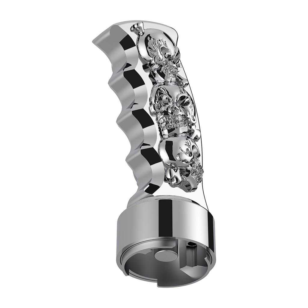 Chrome Thread-On Skulls Pistol Grip Gearshift Knob with Chrome 9/10 Speed Adapter - 70834