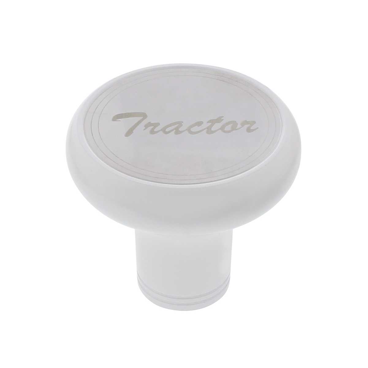 Deluxe Aluminum Screw-on Air Valve Knob with Stainless Tractor Plaque Pearl White - 22956