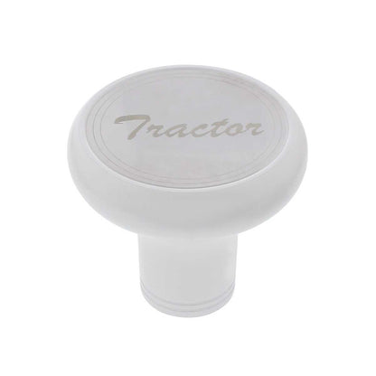 Deluxe Aluminum Screw-on Air Valve Knob with Stainless Tractor Plaque Pearl White - 22956