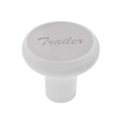 Deluxe Aluminum Screw-On Air Valve Knob With Stainless Trailer Plaque Pearl White - 22957